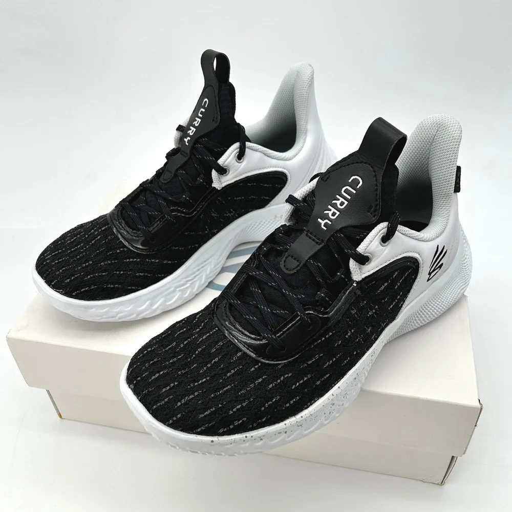 Under Armour Curry Flow 9 Basketball Shoes Size 8.5 White Black NEW 3025631-103